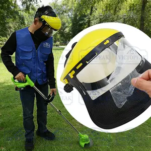 Lawn Mower Hat, Grass Trimmer Face Mask, String Trimmer Face Shield, Chainsaw Safety Mask, Safety Gear, Dust & Debris Protection for outdoor lawn mowing, prevents weeds splashing onto face and glasses