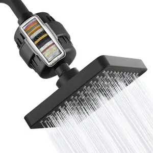 Filtered Shower Head Set 20 Stage Shower Filter-6-inch square luxury polished chrome high-pressure shower head filter, which can reduce chlorine and heavy metals