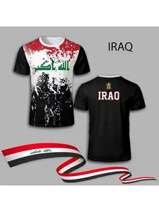 Iraq Flag Themed 3D Print T-Shirt Men Women Casual Fitness Wear Running Short Sleeve Tops Summer Lightweight Breathable Outdoor Sports Jersey Fitness Workout Shirt