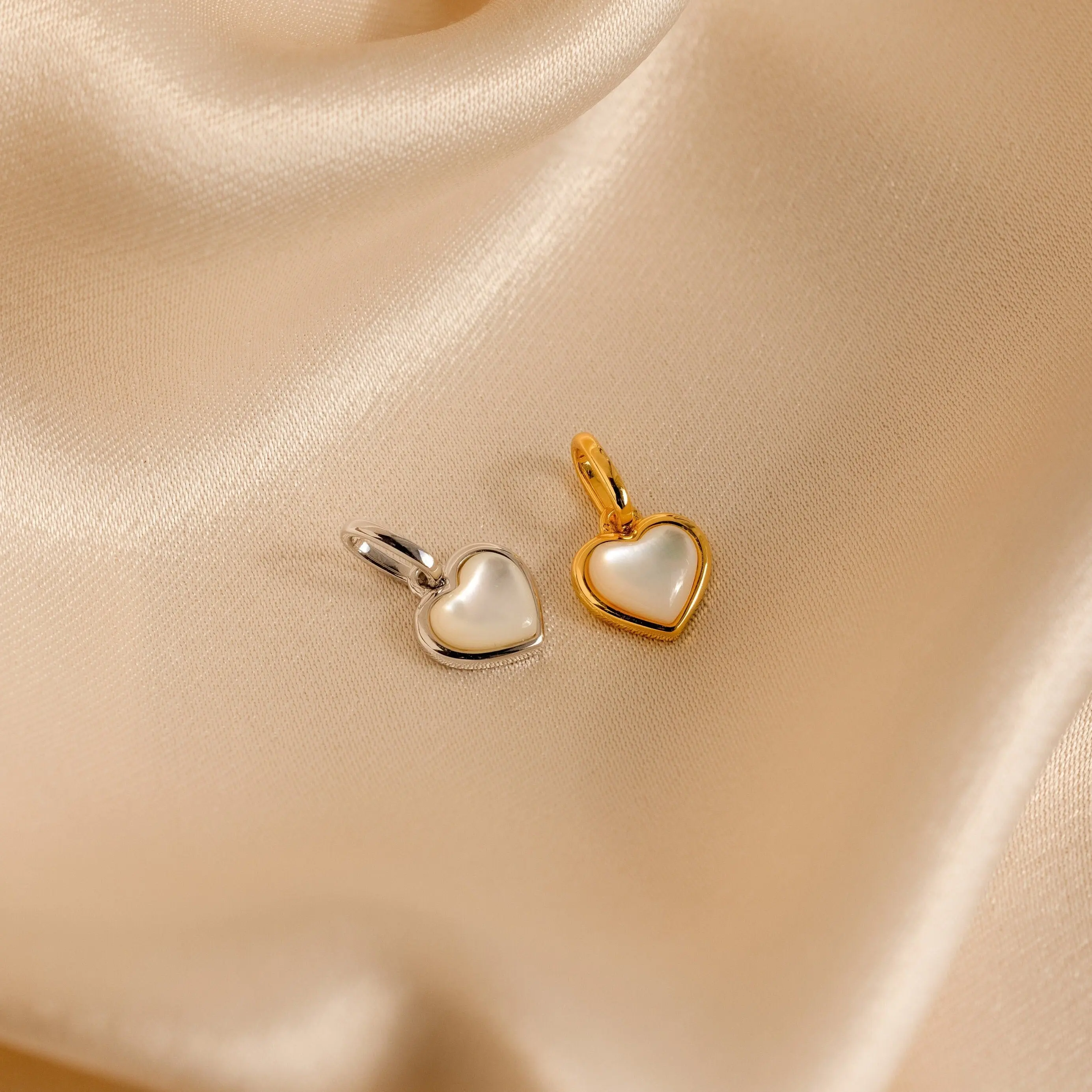 Mother of Pearl Heart Charm by Caitlyn Minimalist - Vintage Inspired Charm for Necklace, Bracelet & Earrings - Cute Charm Jewelry - Gift for Girlfriend