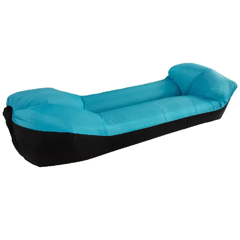 Armless Blow-Up Inflatable Sofa Bed - Durability Inflatable Sofa with Easy Inflation, Square Headrest, No Pump Needed, Anti-Deflation Tech, 190T Polyester Rip-Stop, 400kg Capacity, Compact Lightweight for Camping, Beach Use, Armless Inflatable Sofas, Blow