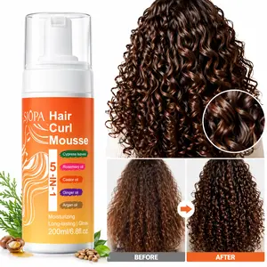 SJOPA 5-in-1 Curl Defining Mousse for Curly Hair, Moisturizing Styling Foam with Rosemary, Castor, Ginger & Argan Oils, 200ml