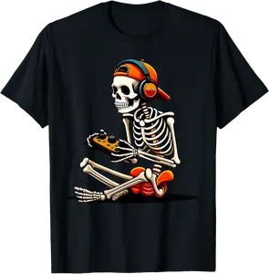 Halloween Skeleton Gamer Video Gaming Funny Gaming Skeleton T-Shirt - Jacobjbt Shop 54B0FD9KCX4Z