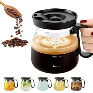 16 Oz Classic Traditional Mini Coffee Pot Mug with Spill-Proof Lid, Heatproof Glass, Large Capacity - Ideal Camping Camp Kitchen Gift for Coffee Lovers