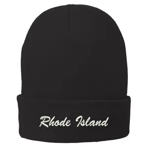 Trendy Apparel Shop Rhode Island Embroidered Winter Folded Long Beanie