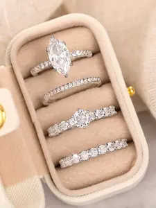 Women's Copper Ring Set, Casual Style Jewelry Gift Box Included, All-Seasons Accessory for Weddings & Anniversaries, Bridal Ring Sets