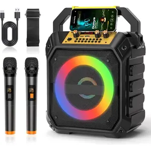 Karaoke Machine with  and 2  Microphone for Adults & , Portable Karaoke Speaker with TWS Mode, PA System, LED Light, REC, FM Radio, AUX, USB, TF Card for  Party