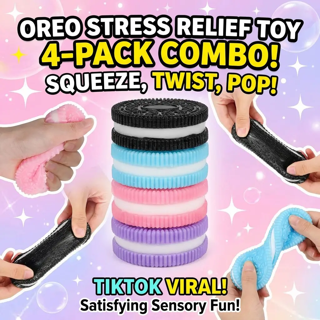 4-Color Oreo Squishy Fidget Toy – Ultra Soft Stretchy Stress Relief ...