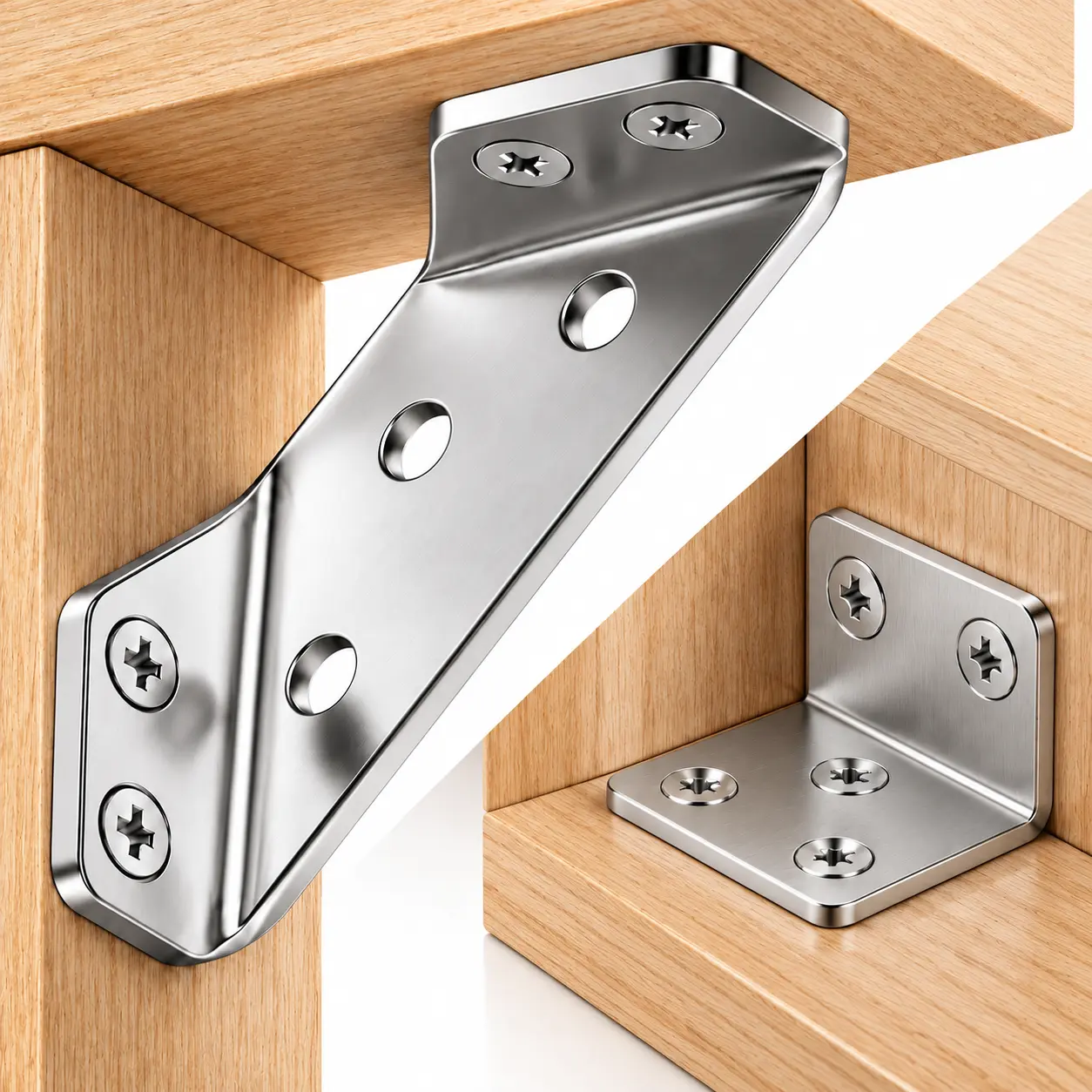 Stainless Steel Bracket Corner Brace Kit for Furniture Repair, 90° Angle Brackets，L Bracket Corner，with Screws for Wood Shelves Cabinets Tables