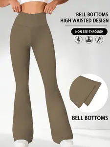 Women's High Waist Flare Pants, Soft Tummy Control Bell Bottoms, No-See-Through Workout & Yoga Leggings, Athletic Wear, Fitness Activewear, Stretchable Activewear, Flared Yoga Bottoms