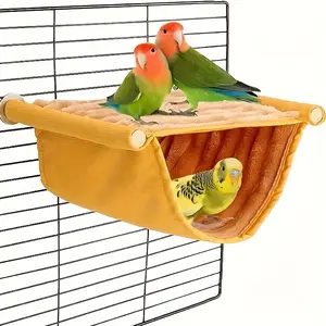 Single pack, parrot nest warming bed, suitable for budgerigars, winter heating supplies, suitable for parrots, thick plush version, small bird nest Multi-Level Rabbit Hutch with Run
