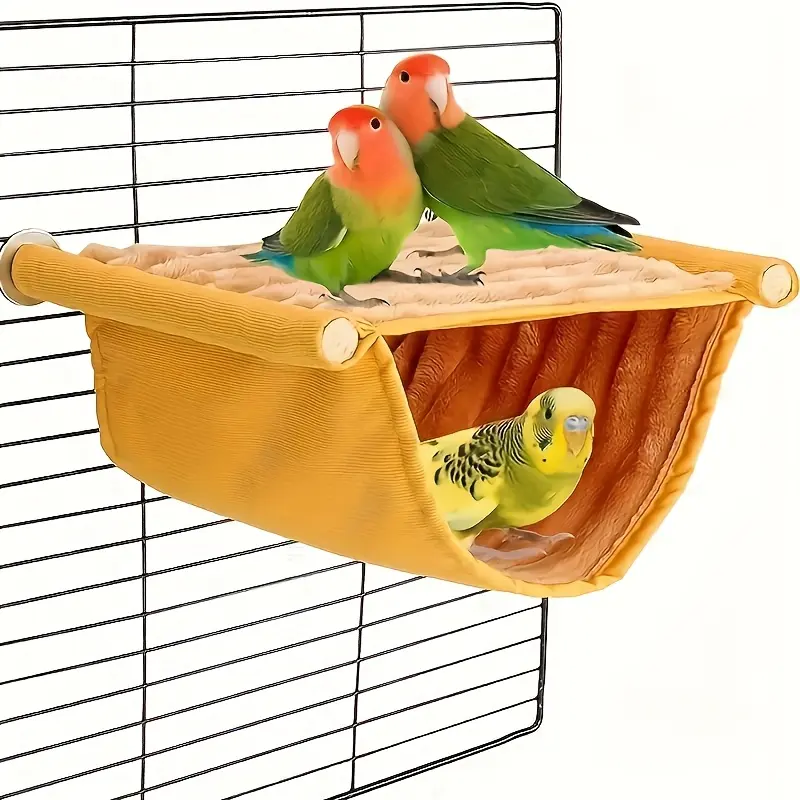 Plush Texture Thick Pet Housing Bed - Single-Pack Winter Heating Nest for Budgerigars, Small Birds & Multi-Level Rabbit Hutch with Run