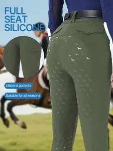 Women's Equestrian Pants with Side Pockets, High Elasticity Quick-Dry Riding Trousers, Anti-Slip Durable Horseback Riding Gear, Activewear Clothing
