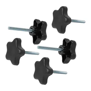5 Pack 1/4"-20 5 Star Knobs with 2" Threaded Stud, Thumb Screw Knobs with Bolts for Lawn Mower, Umbrella Base, Woodworking Tools, Jigs and Clamps (QNB3010)