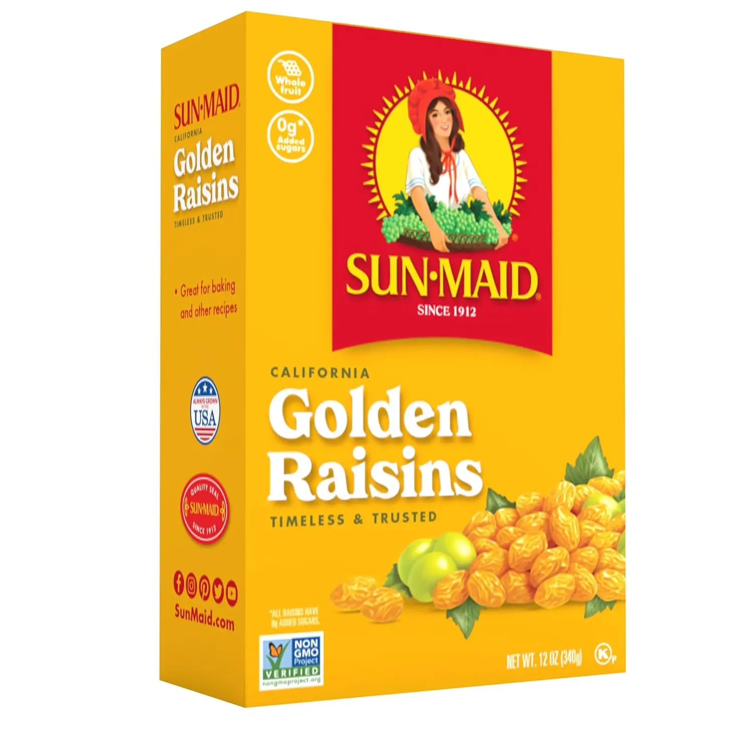 California Golden Raisins - 12 oz Sharing-Size Box - Dried Fruit Snacks, Back to School Lunches, and Natural Sweeteners