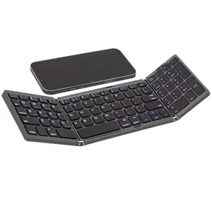 Three-mode foldable Bluetooth keyboard for tablets and mobile phones, portable mini keyboard and mouse set, rechargeable foldable wireless keyboard