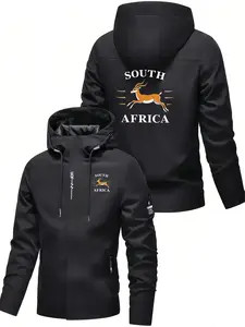 Spring Autumn New Couple South African Print Jacket, Unisex All-Weather Windproof Outdoor Hiking Coat, Fashion Slim-Fitting Outerwear