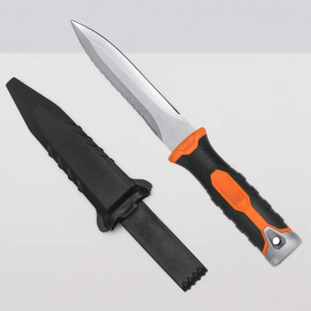 DK16 Double-Edged HVAC Tool, Serrated Stainless Steel Insulation Cut Knife with Sheath, Easily Cuts Board, Long-Lasting Sharpness