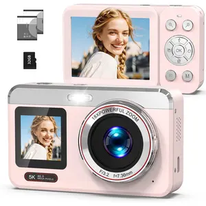 5K Digital Camera, 80MP Dual Screen Autofocus Vlogging Camera, 18X Zoom Point and Shoot Camera for Photography, Flash, 32GB Card, 2 , Compact Camera for Teens Adults ()