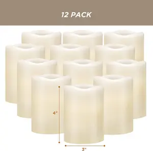 Flameless Candles LED Pillar Candles ,OperatedCandles Wich Remote and Timer, Real Wax,Set of12
