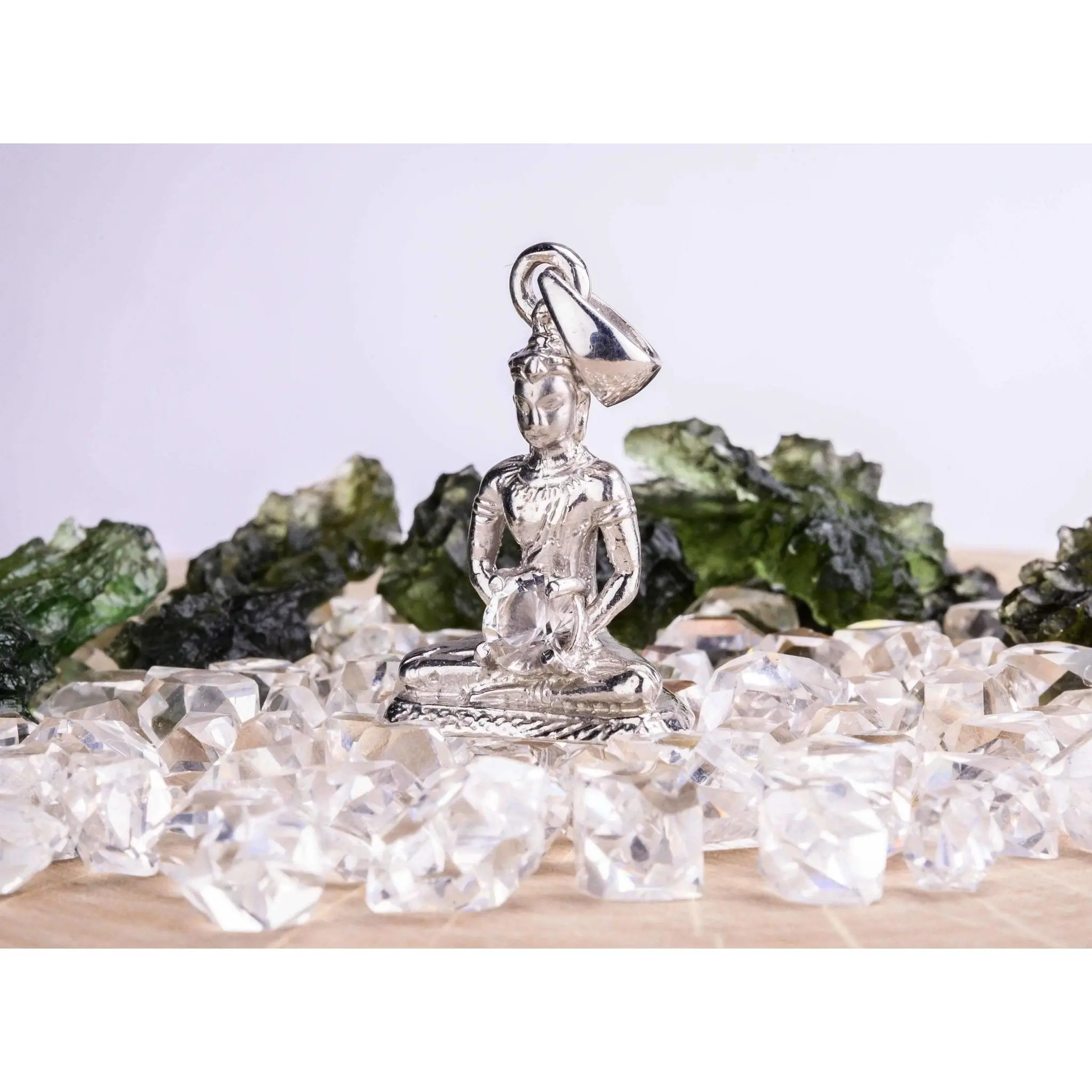 Buddha Pendant | Herkimer Diamond Gemstone .925 Silver