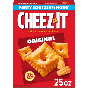 Cheese Crackers, Baked Snack Crackers, Lunch Snacks, Party Size, Original, 25oz Box (1 Box)