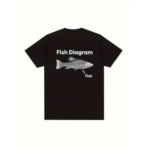 Funny fish diagram meme graphic t shirt men women retro high quality fashion T-shirts, Fashion Cotton, Full Colors, Full Sizes, For Men, For Women