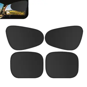 Side Window Shade for Car: Blackout UV Blocker Glare Reduction Sun Cover for Driver - Static Cling Easy Install & Removable - 4 Pack Foldable Universal Fit 99% Vehicles