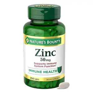 Nature’s Bounty Zinc 50mg, Immune Support & Antioxidant Supplement, Promotes Skin Health 100 Caplets Healthcare Vitamin