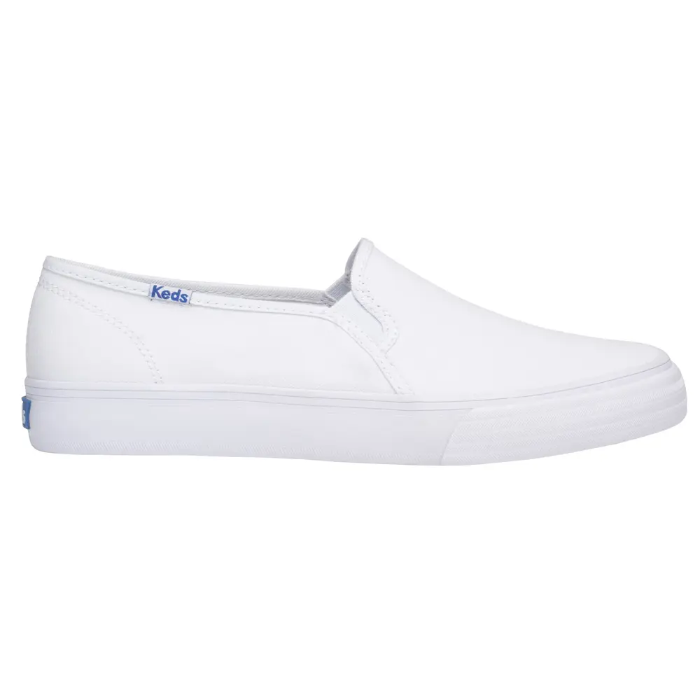 Keds Womens Double Decker Canvas Slip On Sneakers Shoes Casual - White