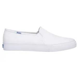 Keds Womens Double Decker Canvas Slip On Sneakers Shoes Casual - White