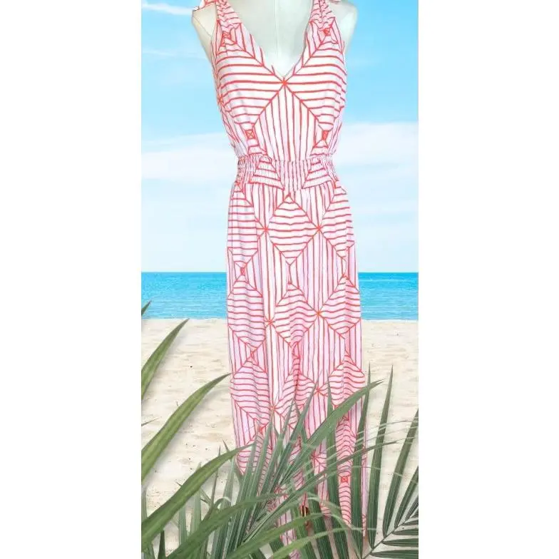 Vineyard Vines Coral Gables Womens Jumpsuit* Lightweight Womenswear Comfortable Overalls Rayon Underwear Comfort Lady Spandex Sleeveless Spaghetti Strap Stripe Striped