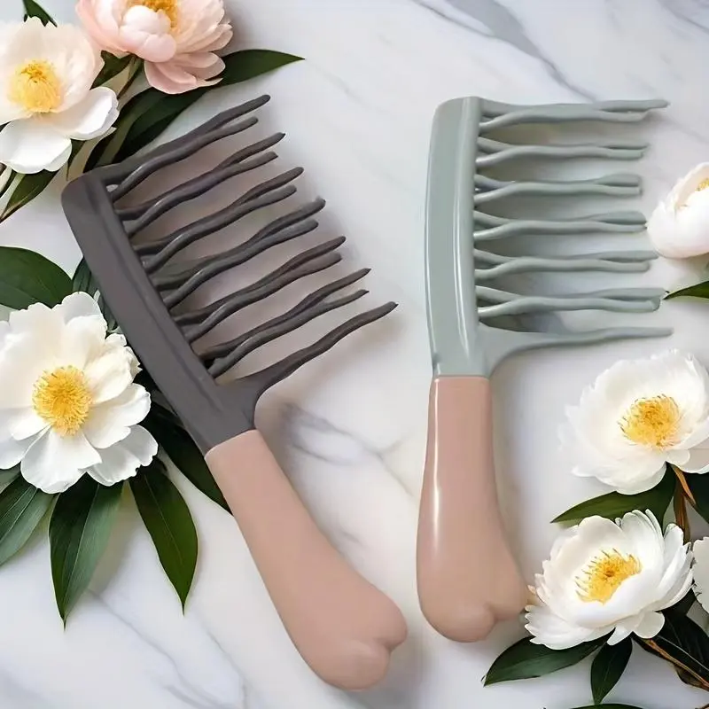 3pcs Double Row Wave Roll Curling Comb, Styling Twist Brush, Curl Defining Brush, Wavy Hair, Curly Hair, Anti-Static, with Massage Head, for Salon Use