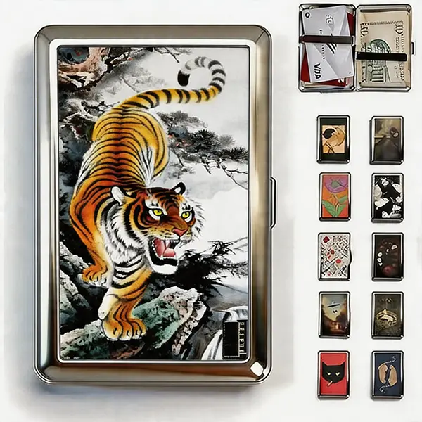 Vintage Style Versatile Card & Cash Case With RFID Protection, Durable High-Polish Metal Cases Wallets Women Blocking Card Holder for Men Credit ID Business Cards