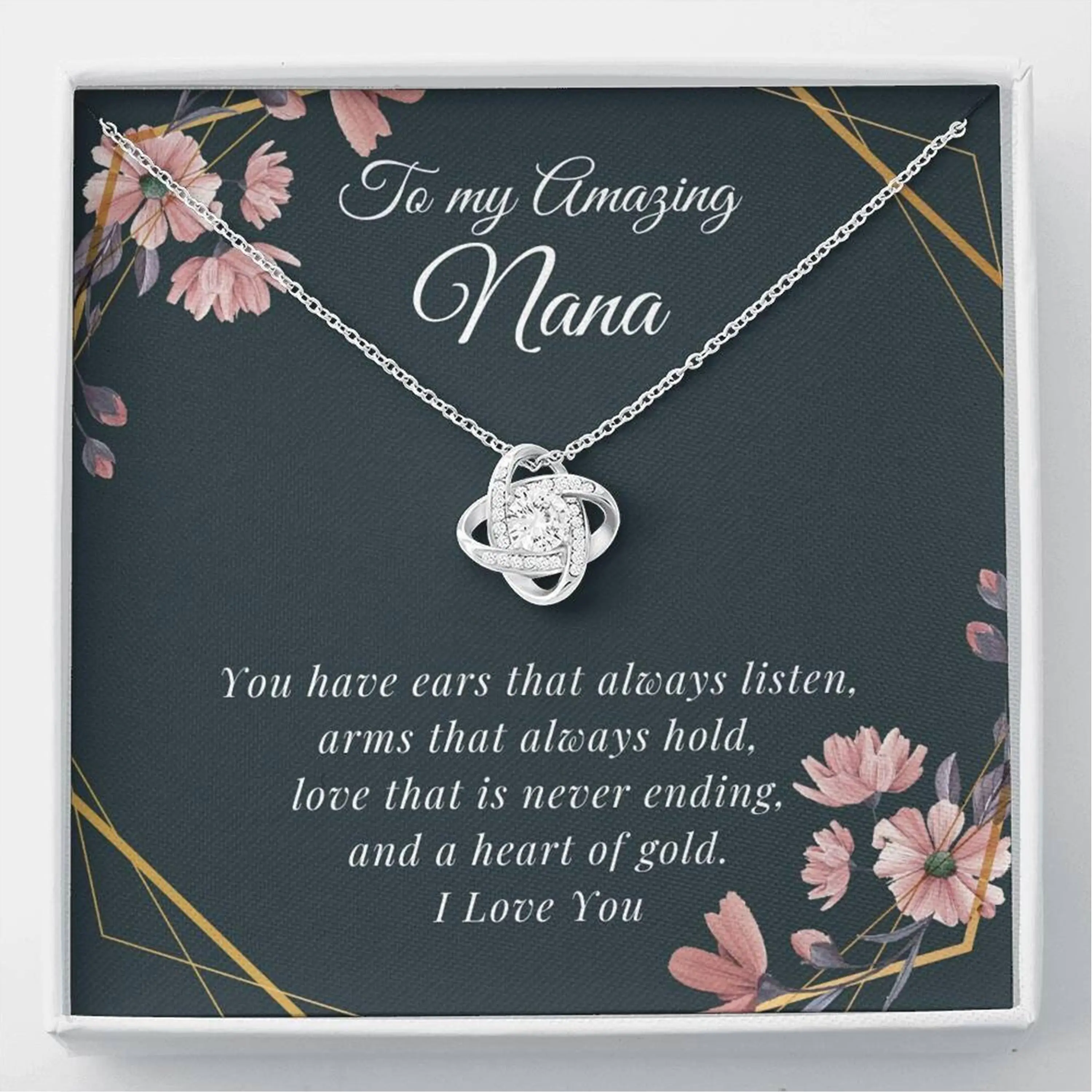 Love Knot, Nana Gift, Nana Birthday Gift, Nana Necklace, Nana Jewelry, From Granddaughter, From Grandson, From Grandkids, Gift For Nana,, Unique Gift Ideas, Thoughtful and Useful Gift for Your Lover.