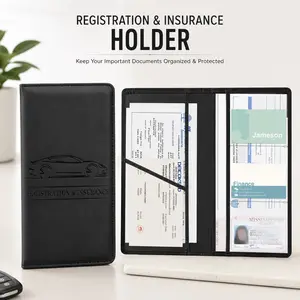 1Pack Car Registration and Insurance Holder,Car Document Holder for Cards License with Magnetic Shut,Vehicle Glove Box Car Organizer for Documents, Cards, License(Black)