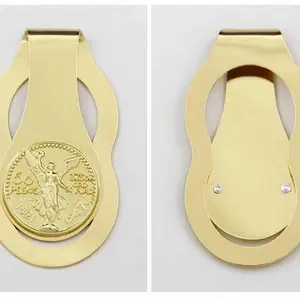 Centenario Money Clip - Gold Plated with 50 Pesos Coin Design - Elegant and Durable Money Clip for Men