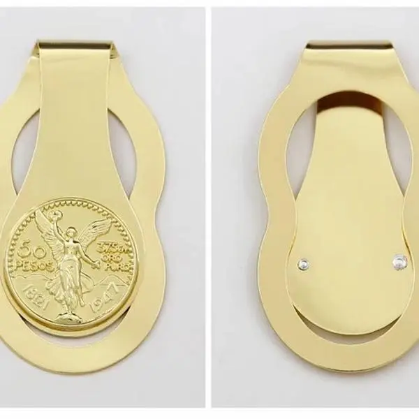Centenario Money Clip - Gold Plated with 50 Pesos Coin Design - Elegant and Durable Money Clip for Men