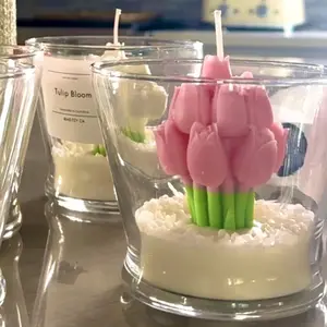Flower Tulip Bouquet Design Candle, 1 Count Scented  Wax Candle, Decorative Candle for Home Decor, Gift for Friends & Family, Freshener