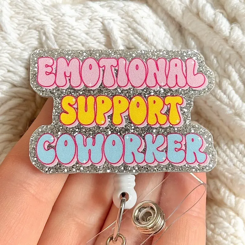 Glitter My Badge Emotional support coworker badge reel for nurse and hospital workers. Radiology Badge clip Badge pull - Retractable swivel clip with a 360 rotation. Great gift for coworker.