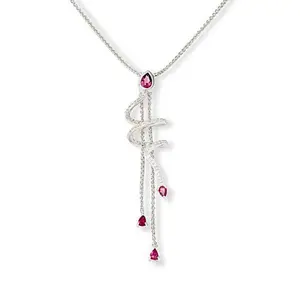 Colleen Lopez 18" Rubelite and White Zircon Lariat Necklace