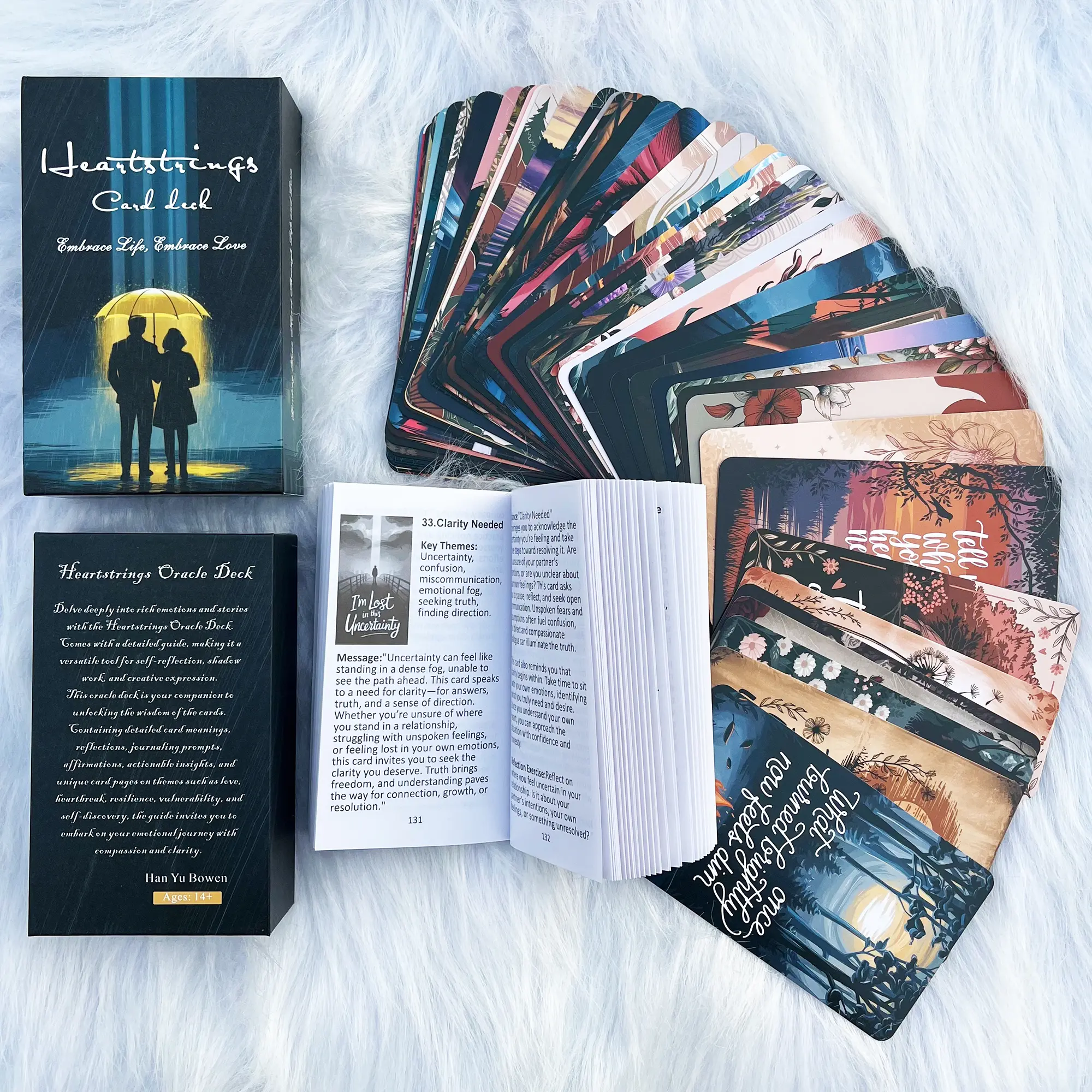 Heartstring Oracle Cards, 56pcs/box Twin Flame Love Oracle Cards, Emotional Growth Card Game, Tarot Cards, Reflections, Journal Prompts, Affirmations, Card Games For Teens
