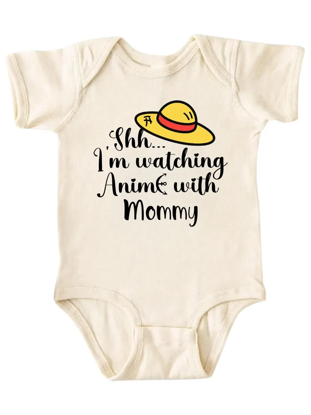 Watching Anime With Mommy Onesie, Funny Anime Baby Onesie, Anime Baby Bodysuit, Newborn Bodysuit
