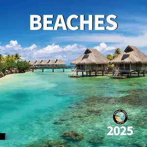 2025 Wall Calendar,Calendar 2026, January 2025 - June 2026, Wall Calendar BEACHES, 12" x 24" Opened,Full Page Months Thick & Sturdy Paper for Calendar Organizing & Planning