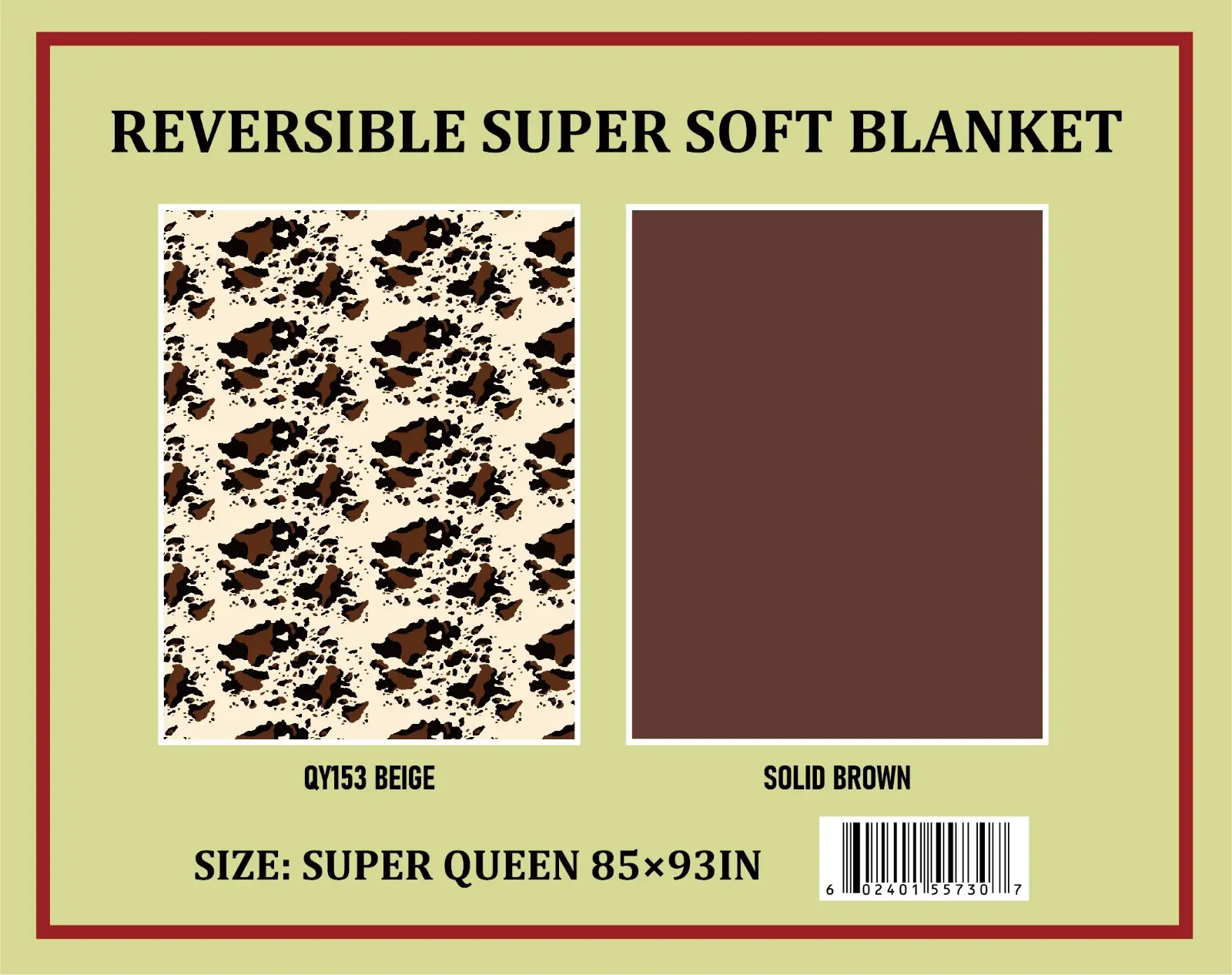 elpantera 6lb Super Queen Size 2-Ply Reversible Animals Cow Print Weighted Blanket - Soft Flat Weave Bedding Quilt, Playful Look, Machine Washable