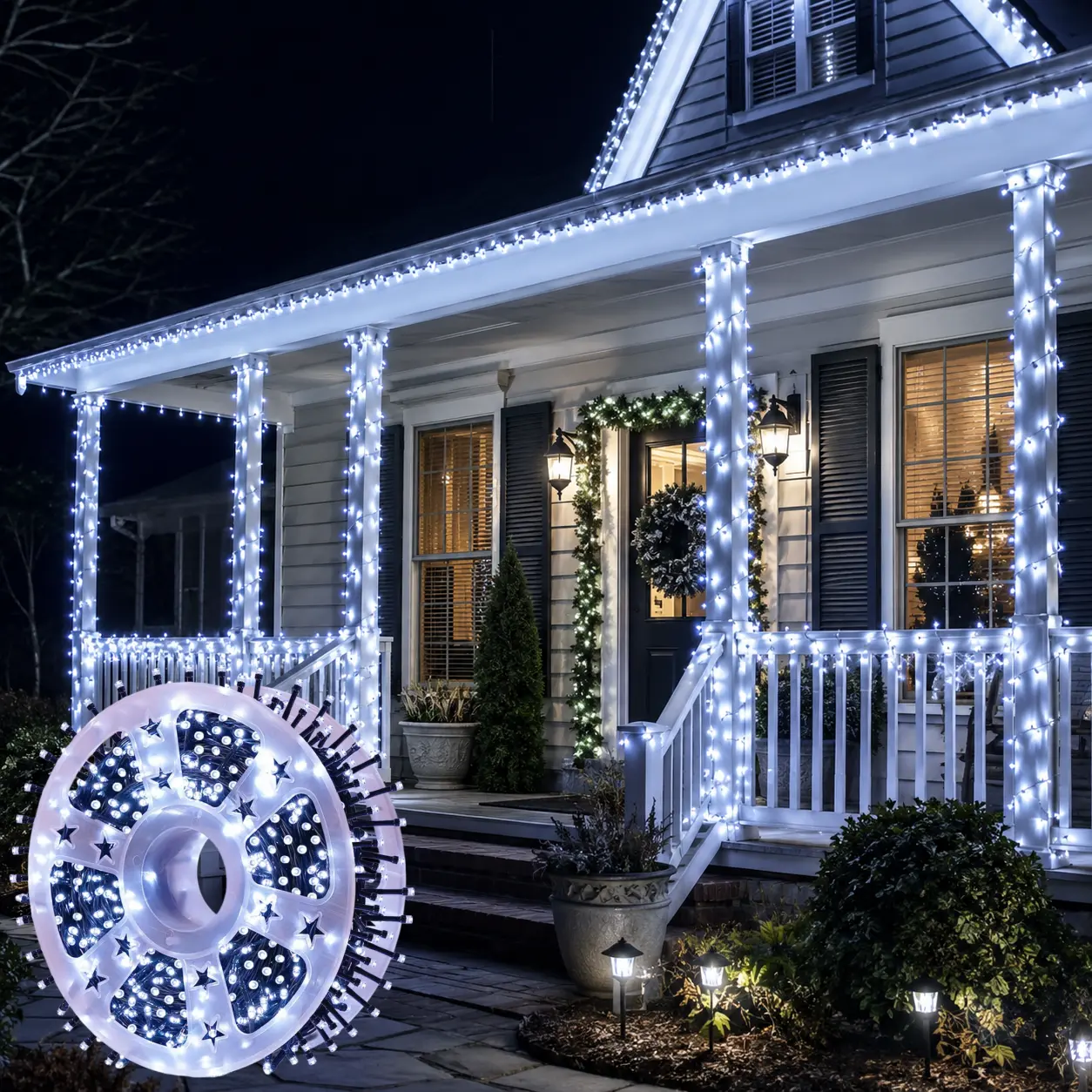 800-LED Solar String Lights, 334.6-Foot Waterproof Fairy Lights with Cool White Light (Includes Remote Control), 8 Lighting Modes, Bright White Decorative Lights, Perfect for Weddings, Patios, Fences, and Gardens