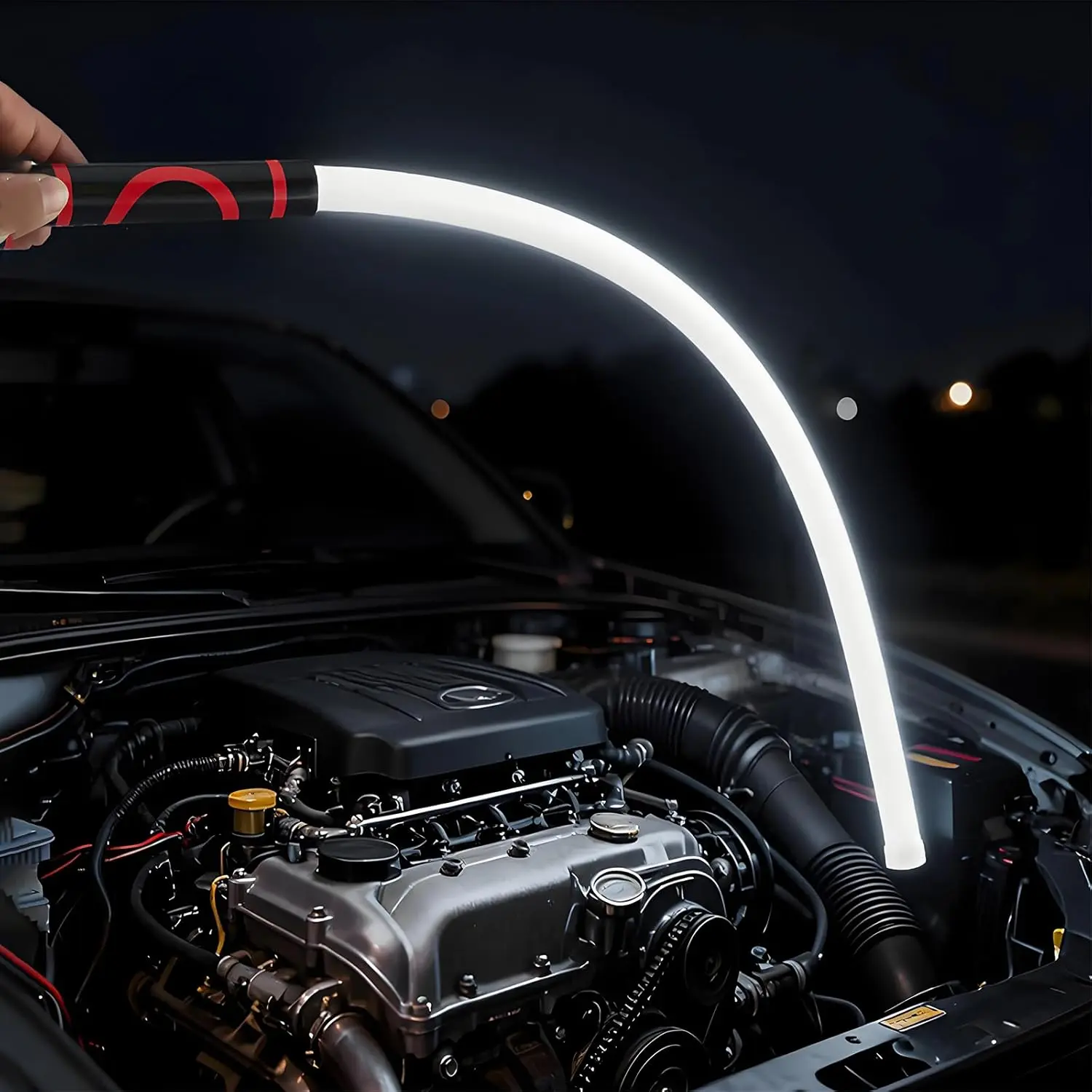 27-Inch Bendable Rechargeable LED Flexible Work Light Stick, High Lumen Flashlight with 3 Brightness Levels, Hands-Free Stick Shape Light Ideal for Car Repairs, Mechanical Inspection