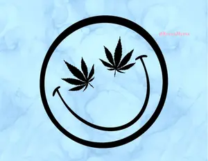 Stoner Smiley Face Pot Leaf Vinyl Decal Sticker 420