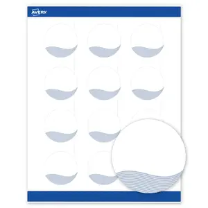 Avery Printable Round Labels, 2" Diameter, Matte White, Pre-printed Blue Waves Design, Sure Feed Technology, Laser & Inkjet Compatible, 240 Total, Great for Branding, Marketing, and Events