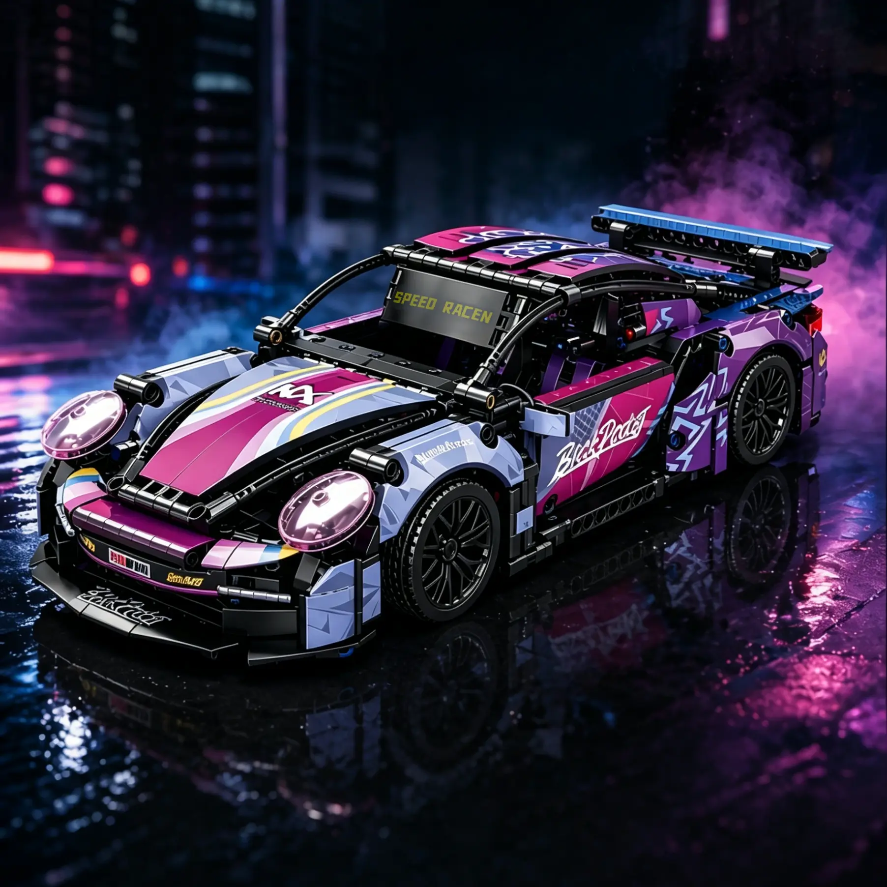 Limited Edition 1:14 RC 911 Race Car DIY Building Model Brick Kit - 1000+ Pieces, Dual Motors, LED Lights, 2.4GHz Remote Control, Acrylic Case, Anti-Scratch Stickers, Electronic Build Set, Collectors Block Set, Ideal Holiday Gift for Kids